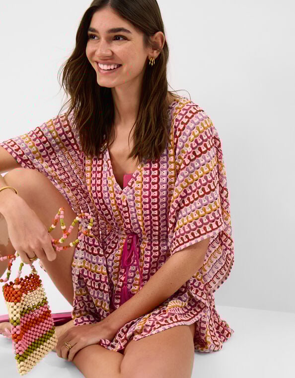 Crochet Mini Kaftan, Multi (BRIGHTS MULTI), large