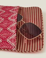 Quilted Tile Print Sunglasses Case, , large