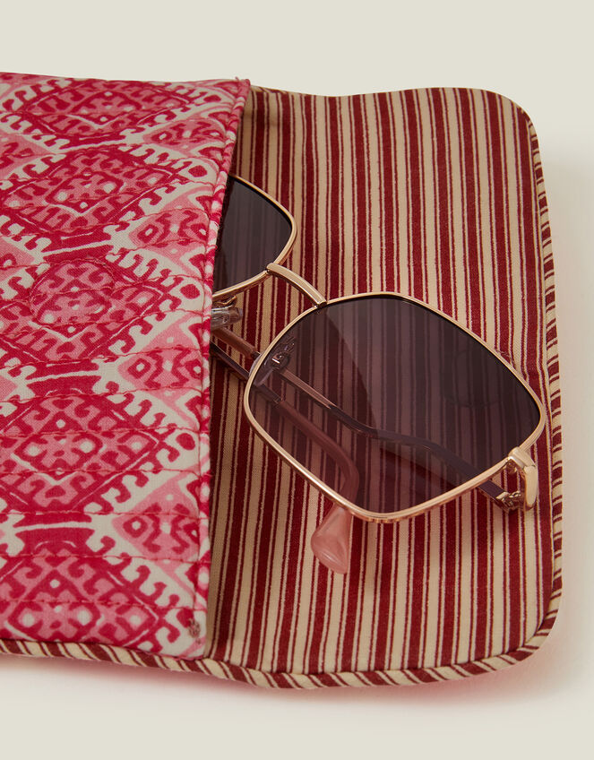 Quilted Tile Print Sunglasses Case, , large