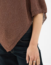 Sparkle Knit Poncho, Brown (CHOCOLATE), large