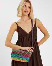 Mix Woven Raffia Crossbody Bag, , large