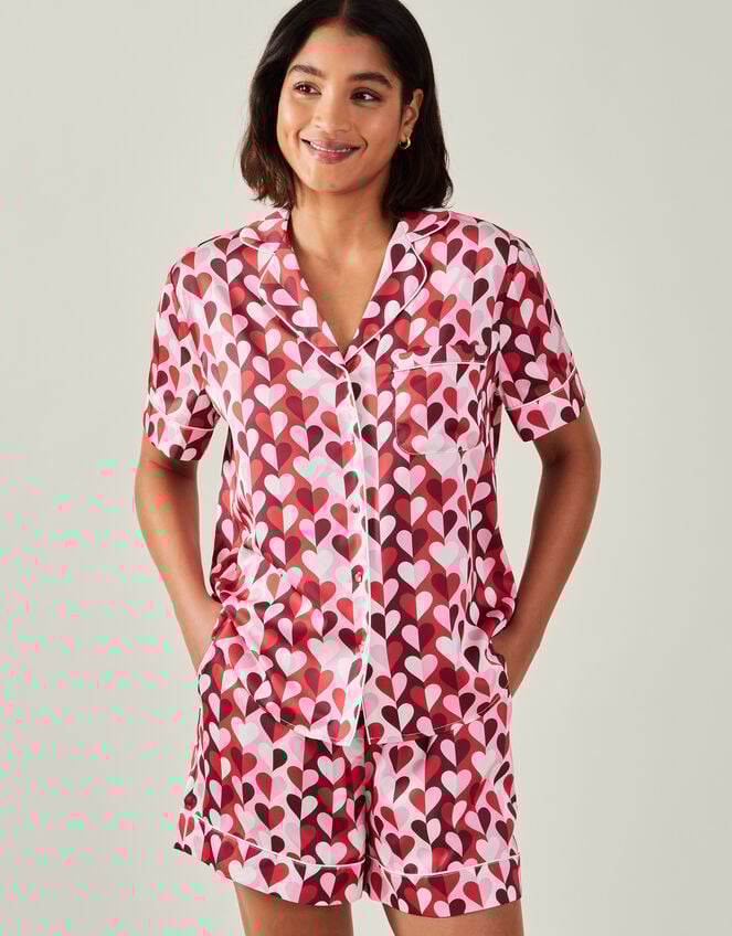 Heart Satin Short Pyjamas Set, Red (RED), large