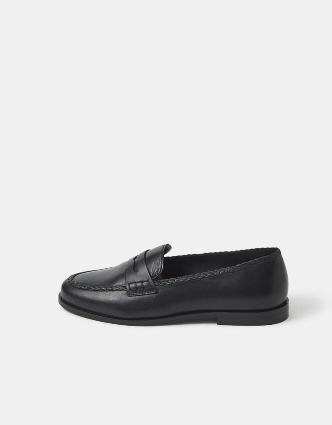 Leather Loafters, Black (BLACK), large
