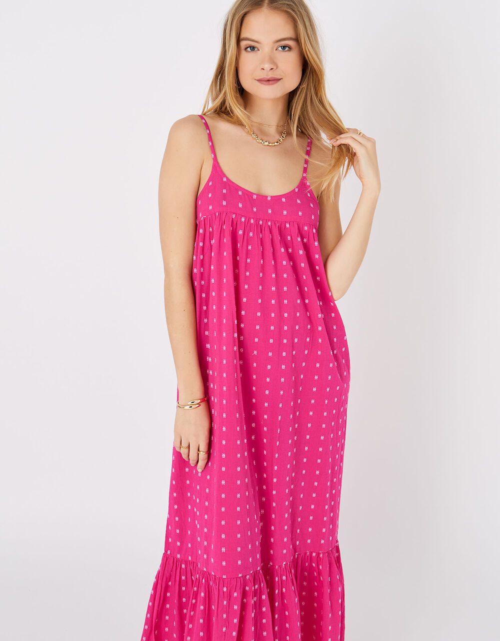 Dobby Maxi Dress Pink Beach holiday dresses Accessorize Global