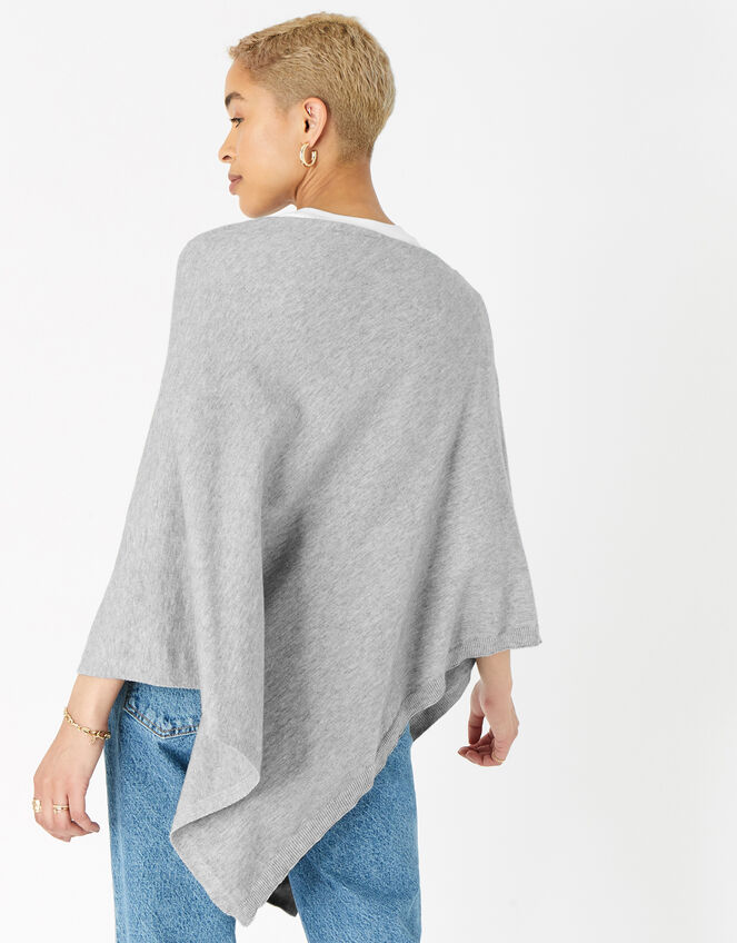 Lightweight Knit Poncho, Grey (GREY), large