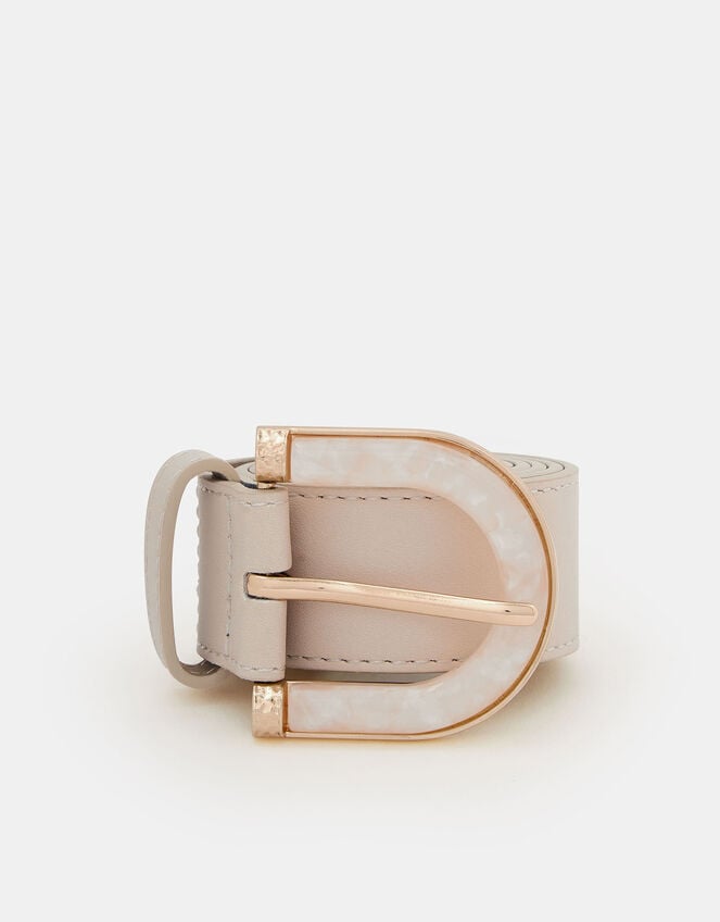 Marble Effect Buckle Belt, Cream (CREAM), large