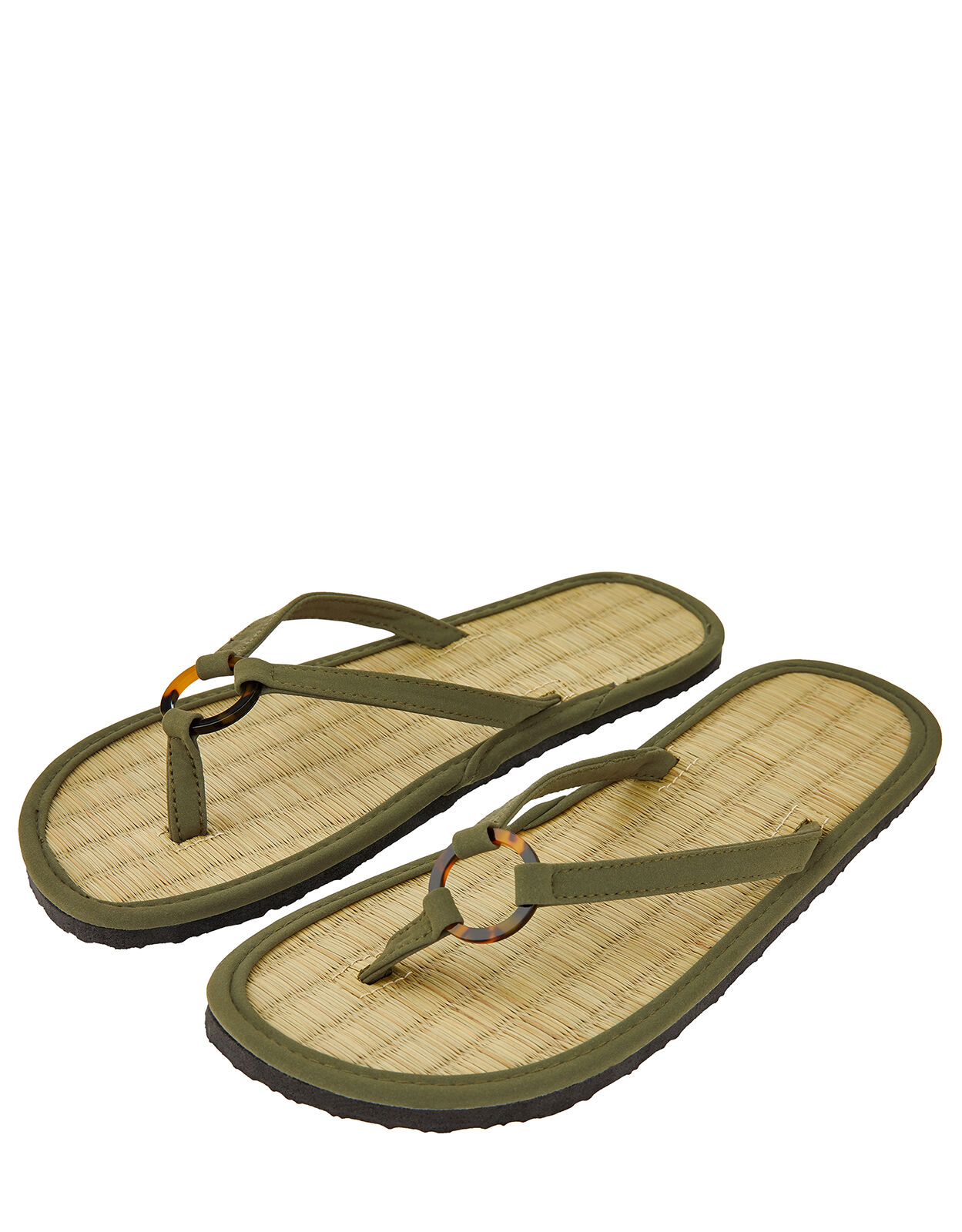 khaki green flip flops