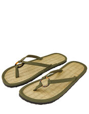 Resin Ring Seagrass Flip Flops, Green (KHAKI), large