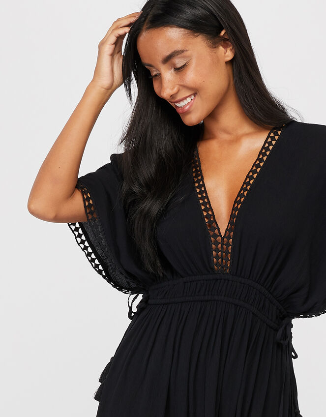 Plunge Maxi Dress, Black (BLACK), large