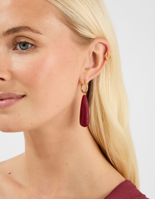 Resin Drop Hoop Earrings, , large