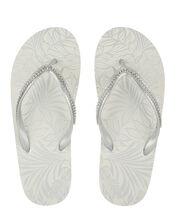 Silver Diamante Flip Flops, Silver (SILVER), large