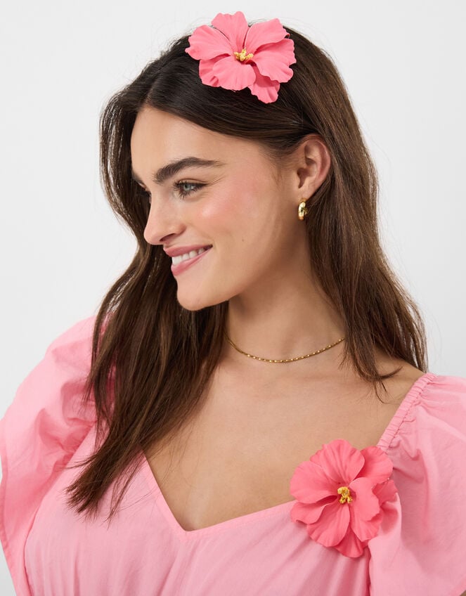 2-Pack Hibiscus Snap Clips, Pink (PINK), large