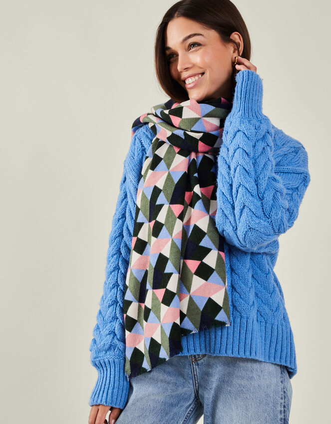 Geometric Blanket Scarf, Multi (BRIGHTS MULTI), large