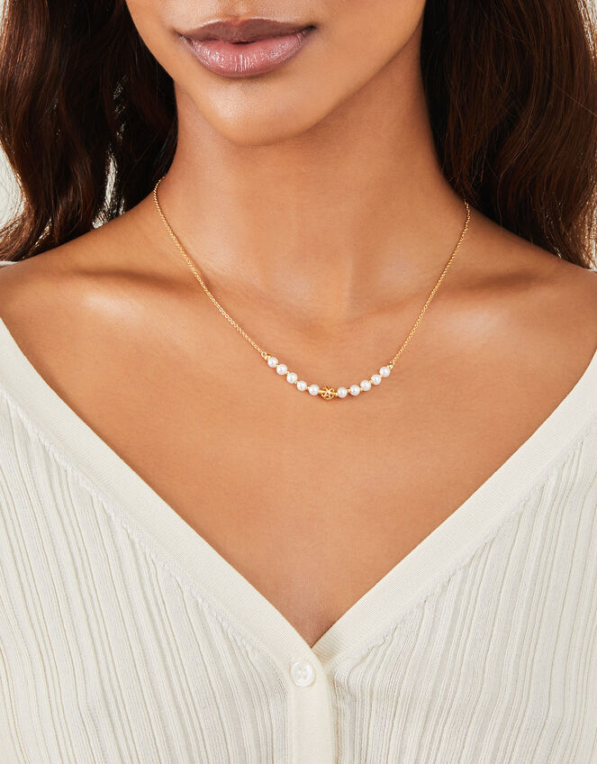 14ct Pearly Bead Necklace, , large