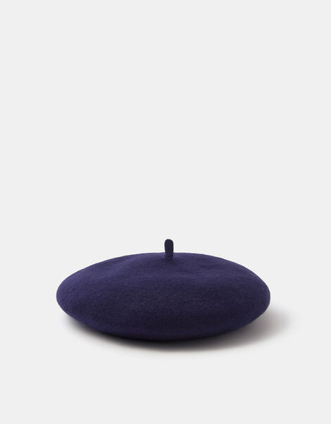 Plain Wool Beret, Blue (NAVY), large