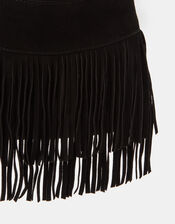 Fringe Suede Crossbody Bag, Black (BLACK), large