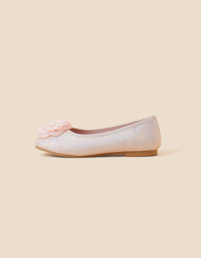 Girls Pearl Flower Ballerina Flats , Pink (PINK), large