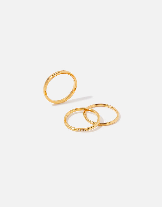 Gold-Plated Sparkle Stacking Ring Multipack, Gold (GOLD), large
