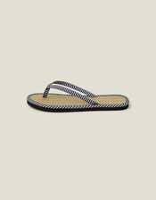 Stripe Seagrass Footbed Flip Flops, Blue (NAVY), large