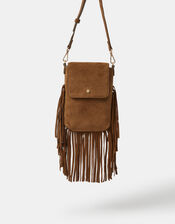 Fringe Suede Phone Bag, , large