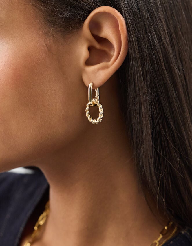 Twist Link Drop Earrings, , large