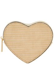 Textured Heart Coin Purse, Natural (IVORY), large