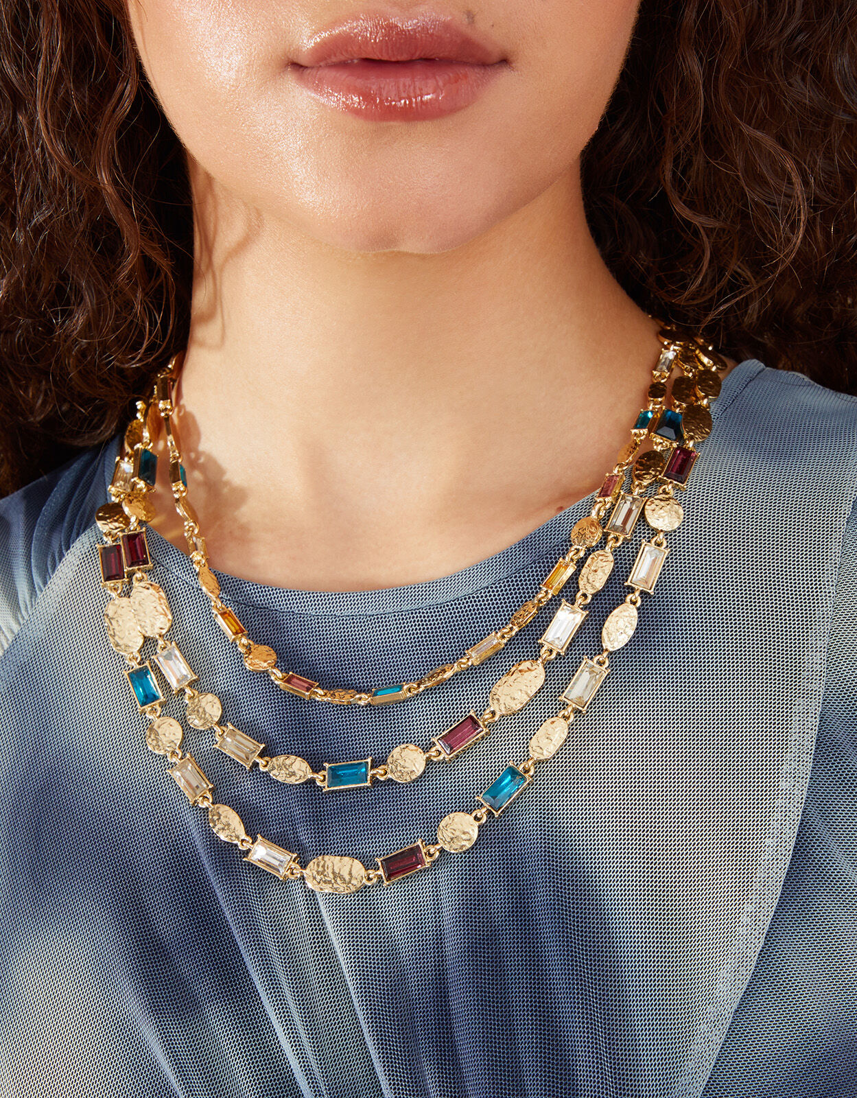 Layered Gem Mixed Stone Necklace
