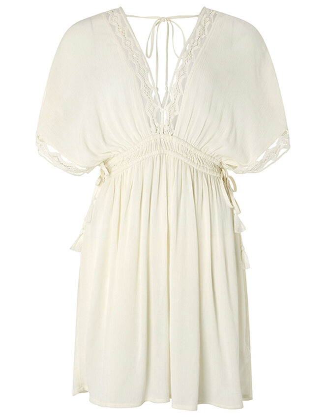 Lace Trim Crinkle Kaftan, Cream (CREAM), large