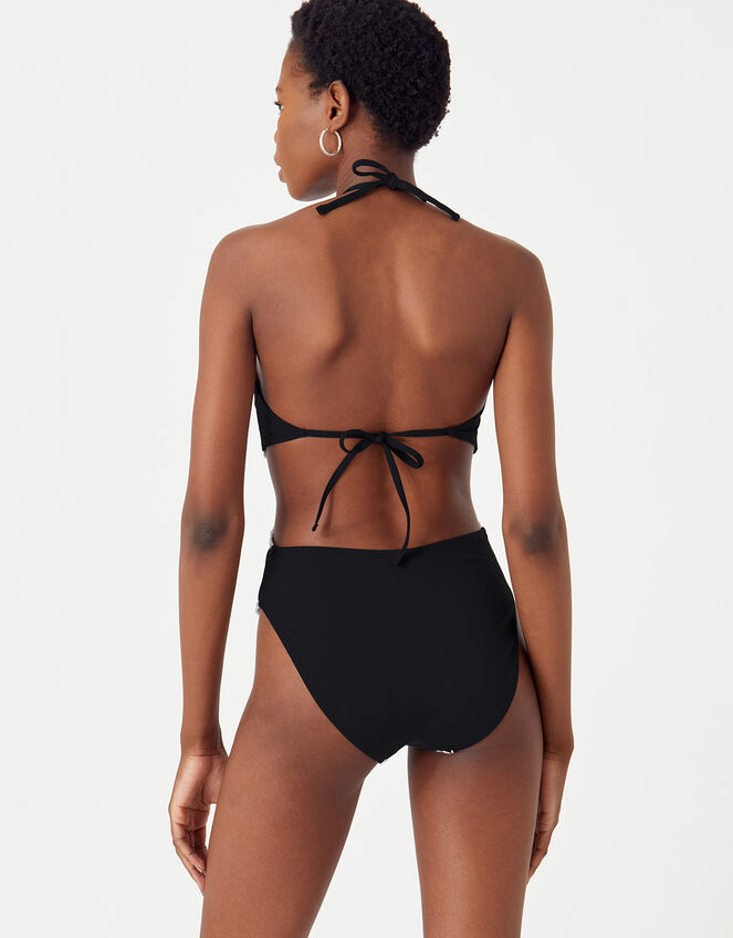 Blanket Stitch Halter Swimsuit, Black (BLACK WHITE), large