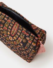 Large Floral Print Quilted Wash Bag, , large