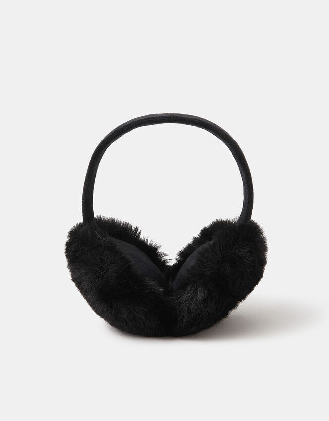 Faux Fur Earmuffs, Black (BLACK), large