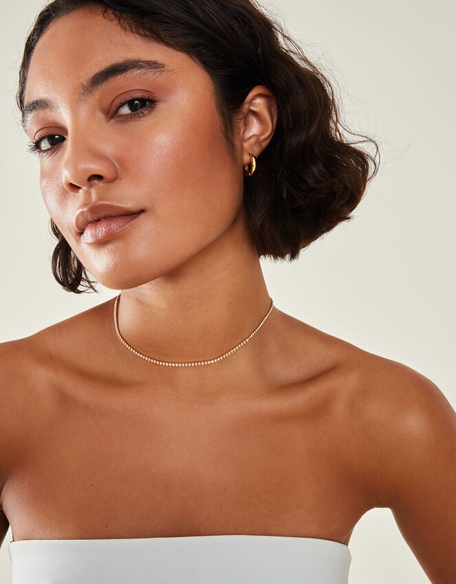 14ct Gold-Plated Marquise Choker Necklace, , large