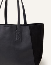 Leather Stitch Detail Tote Bag, , large