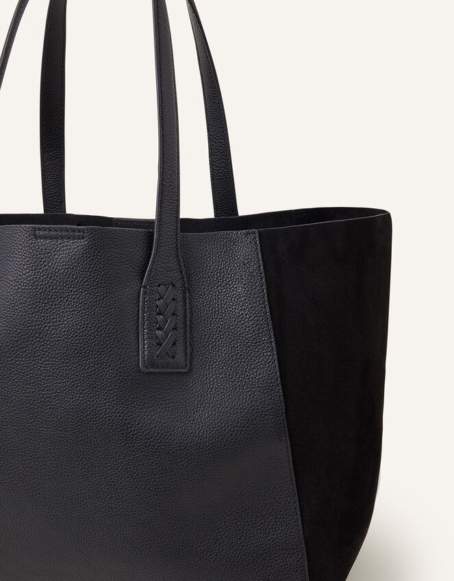 Leather Stitch Detail Tote Bag, , large
