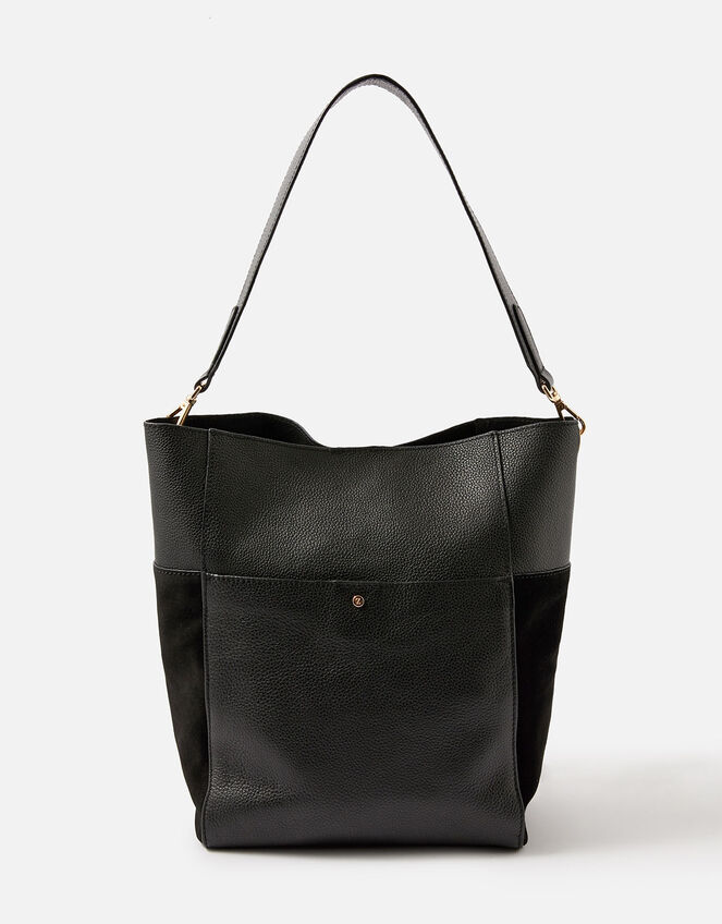 Chloe Leather Shoulder Bag, Black (BLACK), large