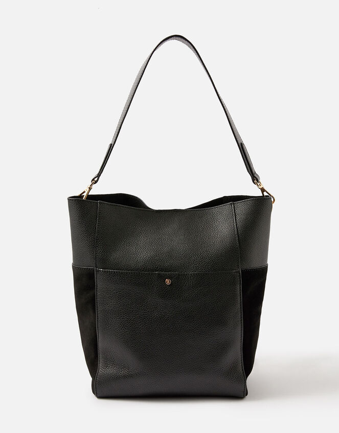 Chloe Leather Shoulder Bag, Black (BLACK), large