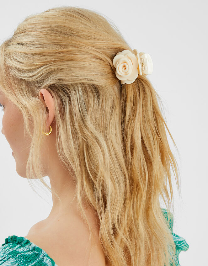 Rose Claw Clip, Cream (CREAM), large