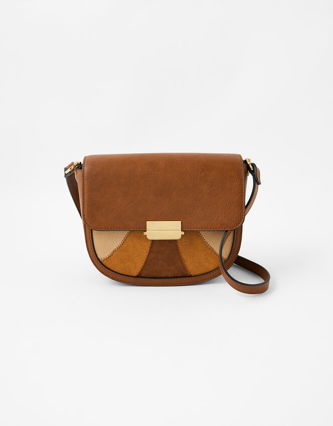 Eloise Patchwork Cross-Body Bag, Tan (TAN), large