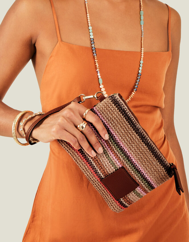 Stripe Raffia Pouch Purses & Wallets Accessorize Global