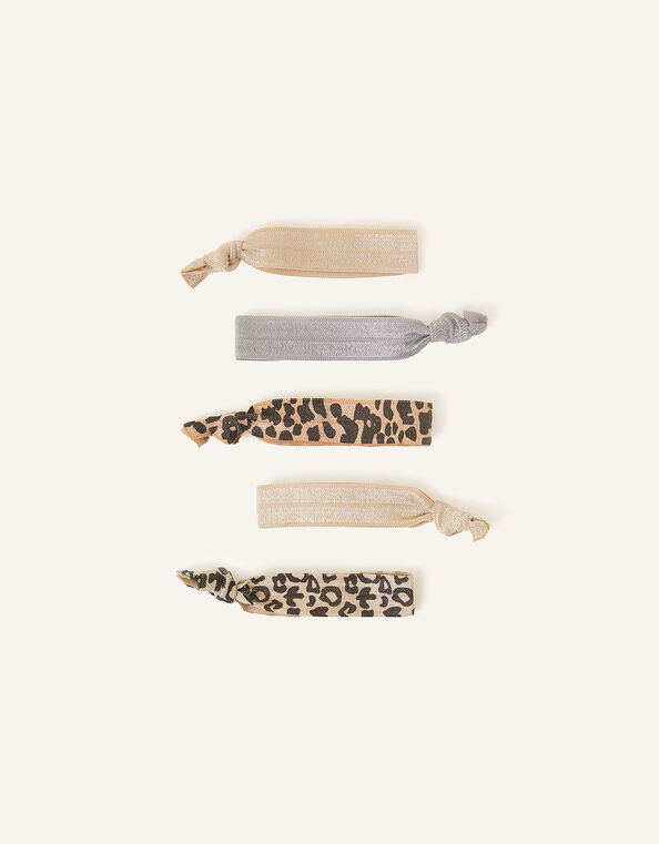 Leopard Print Hair Tie 5 Pack, , large