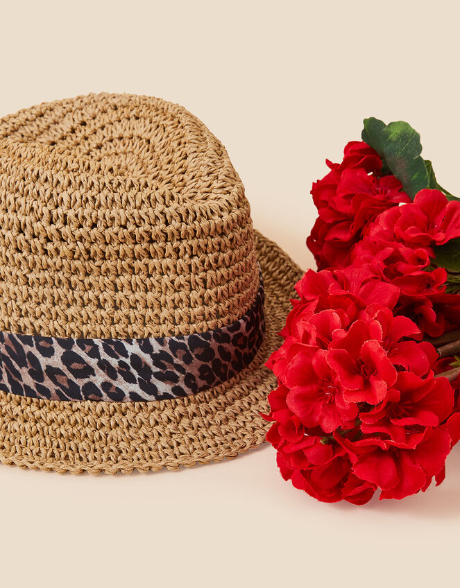 Animal Print Band Trilby, , large