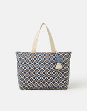 Tile Print Beach Tote Bag, , large
