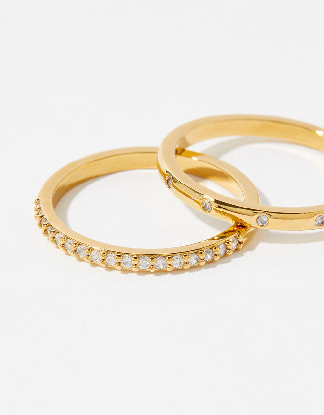 Gold-Plated Pave Ring Set, Gold (GOLD), large