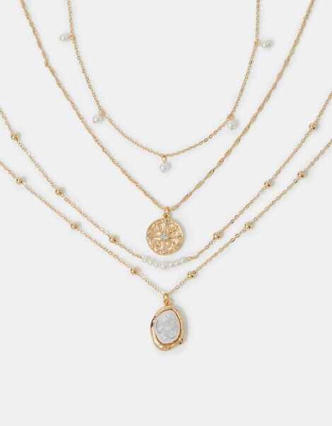 4-Pack Pearl Station Pendant Necklaces, , large