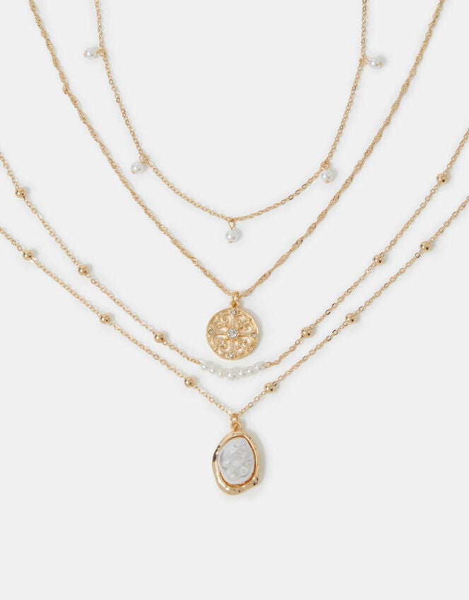 4-Pack Pearl Station Pendant Necklaces, , large