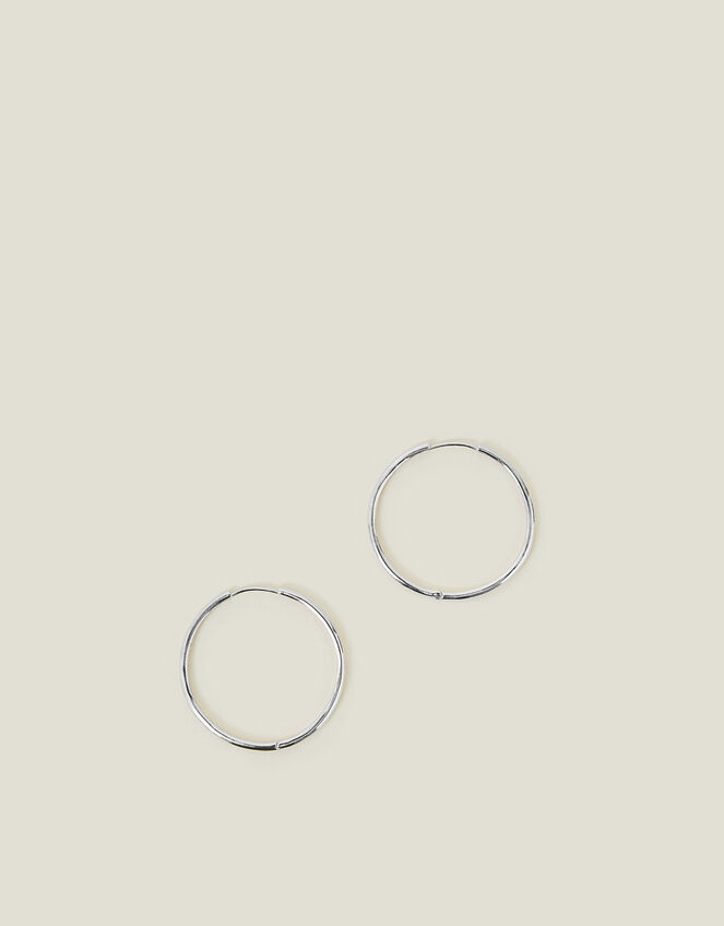 Sterling Silver-Plated Hoop Earrings, , large