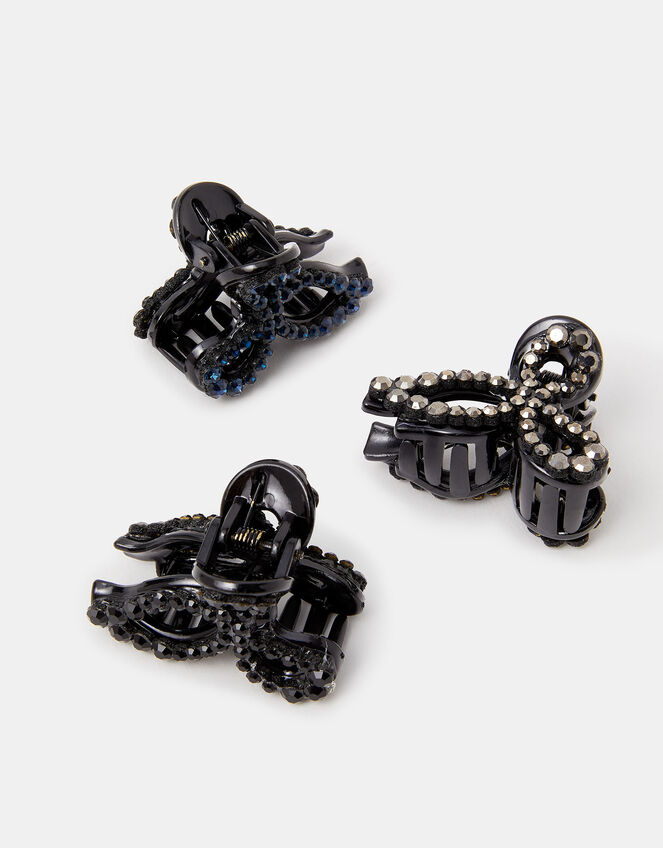 3-Pack Mini Gemstone Bow Claw Clips , , large