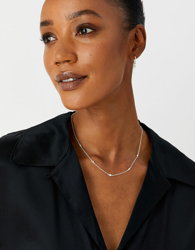 Sterling Silver Sparkle Station Necklace Sterling silver Accessorize UK