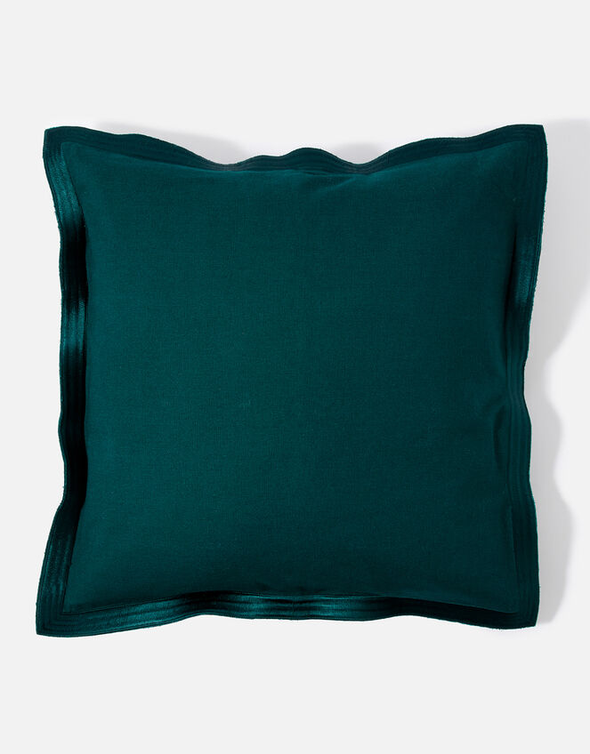 Embroidered Wide Edge Cushion Cover, Green (GREEN), large
