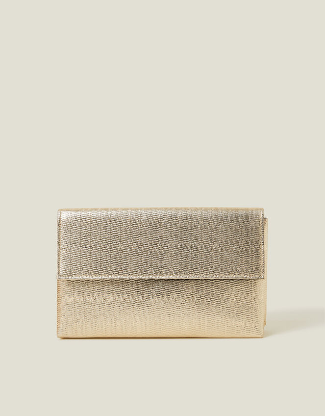 Metallic Fold-Over Clutch Bag, Gold (GOLD), large